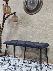 Resim Zafir Metal Siyah Tel Ayaklı 100 Cm Puf Bench - Puf - Bench - Oturak - Mutfak Oturağı - Antre Oturağı Füme 