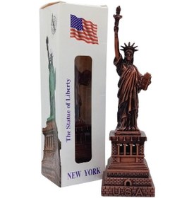 Resim Vintage Metal Usa Özgürlük Heykeli Biblo Antik Bakır 18 Cm 