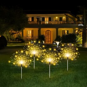 Resim 4 Paket Güneş Dandelion Bakır Tel Işıkları, 8 Aydınlatma Modu, Akıllı Sensör, 240/320 Led, Sahne Atmosferi Dekorasyon Işıkları, Sahne Çimleri, Açık Bahçe Manzaraları, Tatil Partisi Düğün Sahne Dekorasyonları, Sıcak Işık 