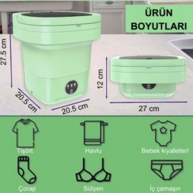 Resim ALFAGİFT Katlanabilir Taşınabilir Kurutmalı Çamaşır Makinesi Kamp Yurt Karavan Seyahat Mini Çamaşır Makinesi 