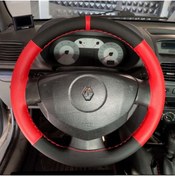 Resim deri DİKİŞLİ DİREKSİYON KILIFI SİYAH/KIRMIZI KIRMIZI YÜZÜK/DİKİŞLİ 