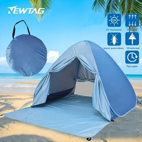 Resim NEWTAG Taşınabilir Pop-Up Plaj Çadırı - UV Koruma, Rüzgar Geçirmez, 3-4 Kişilik Hızlı Kurulum, Dayanıklı Polyester Karışımı, Yaz Kampı ve Güneş Koruması, Plaj Çadırı 