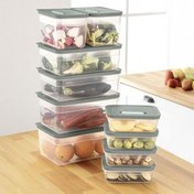Resim 10'lu Hava Kanallı Ayarlanabilir Sebze Ve Meyve Saklama Kabı 4x(1,15 Lt) 2x(2,35-3,8-5 lt) yeşil Vienev