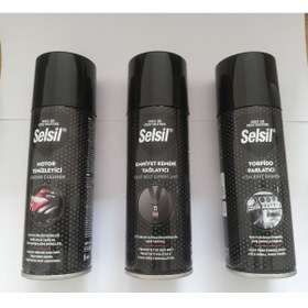 Resim Selsil Motor Temizleme Spreyi 200 Ml / Emniyet Kemeri Yağlayıcı 200 ml / Torpido Parlatıcı 200 ml 