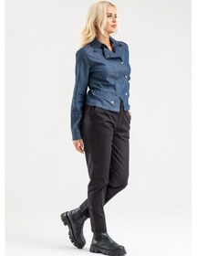 Resim Bold & Young Kadın Mavi Düğmeli Cepli Jean Gömlek Indigo 