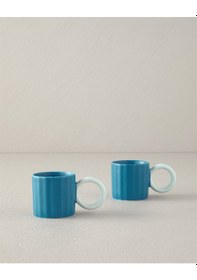 Resim English Home Angled New Bone China 2 Parça 2 Kişilik Kahve Fincan Takımı 90 Ml Turkuaz Turkuaz 