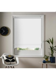 Resim Ekru Güneşlik Stor Perde Etek Dilimli Stor Perde Ekru 