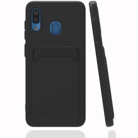 Resim Fibaks Samsung Galaxy A20 Kılıf Kamera Korumalı Kartlıklı Cüzdanlı Kırmızı Tuşlu Siyah Silikon Kapak 