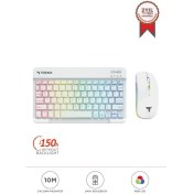 Resim Torima Tmk-09 Beyaz Şarj Edilebilir Rgb Işıklı Kablosuz Klavye Mouse Seti 