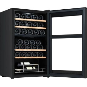 Resim Berfmann 34 Şişe Kapasiteli Çift Bölmeli Solo Şarap Saklama Dolabı Siyah BFW34-BG2 