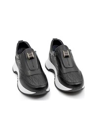 Resim Zarex 919 Kadın Hakiki Deri Lastikli Günlük Casual Ayakkabı Siyah Krem 