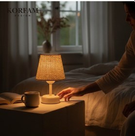 Resim Krem Hasır Görünümlü Başlık Kablosuz Pilli Masa & Gece Lambası Çok Renkli 