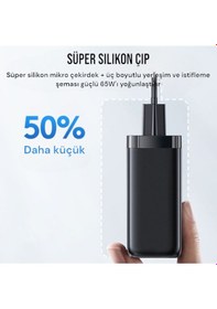 Resim Usams T47 Cc153 65w Dual-port Super Si Hızlı Şarj Dizüstü Bilgisayar Tablet Apple Uyumlu MacBook Siyah 