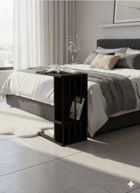 Resim Pint C Tipi Koltuk Yanı Sehpası Dergilikli Laptop Kahve Yan Sehpası Siyah Siyah 