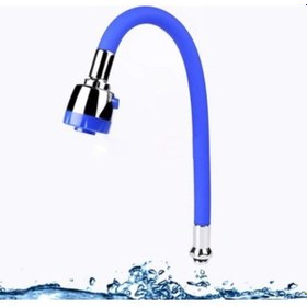 Resim Mavi Renkli Oynar Başlı Tasarruf Silikon Musluk Başlığı Kubar 