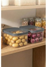 Resim 2'li 12 Lt Multibox Füme Kayar Kapaklı Saklama Kabı & Erzak Kabı & Patates Soğan Kovası Çok Renkli 