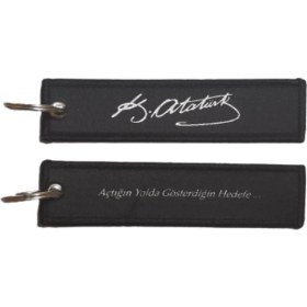 Resim Ay Yıldız Kemal Atatürk Imzalı Kumaş Motosiklet Anahtarlık Modeli 