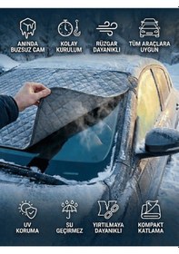 Resim Beylini Oto Cam Buzlanma Önleyici Branda Araç Cam Buz Koruyucu Kışlık Koruyucu Kar Buz Önleyici Ön Cam Tente 130 X 150 Cm 