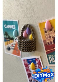 Resim Paskalya Sepeti Buzdolabı Magneti Çıkarılabilir Yumurtalı 