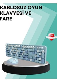 Resim Diğer Kablosuz Klavye Ve Mouse Seti Sessiz Tuş, Retro Tasarım 