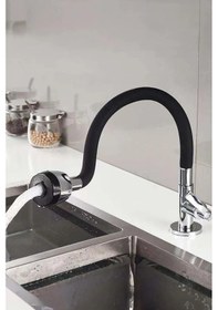 Resim Renkli Silikonlu Oynar Başlıklı 2 Fonksiyonlu Spiral Musluk Başlığı - Siyah 5358 