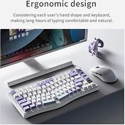 Resim Coverzone Ajazz AKS-075 Ergonomik Tasarım, TFT Ekranlı 3 Modlu Mekanik Klavye Mor Beyaz - Flying Fish Switch AKS075 