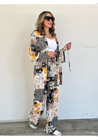 Resim Kadın Çiçekli İkili Kimono Takım - S504507 Çok Renkli 
