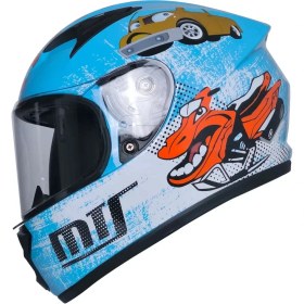 Resim Ebakbak Motosiklet ve Bisiklet Mini Çocuk Kaskı Full Face Ce Sertifikalı Child Motor Kask Mavi 