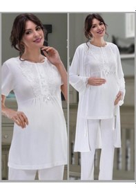 Resim Nehir 2036 Hamile Lohusa 3Lü Pijama Sabahlık Takım (499085904) 