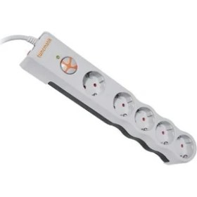 Resim Tunçmatik TSK6134 Powersurge 5'li 1050 Joule Beyaz Yerli Üretim 5 Prizli Akım Koruyucu 