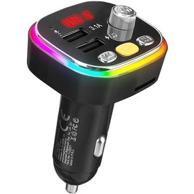 Resim S-Link Sl-Bt306 Çift Usb 5V 3.1A Rainbow Işıklı Led Ekran Tf Kart Fm Transmitter 