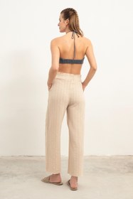 Resim Müslin Önden Büzmeli Crop - Kahve / Standart 