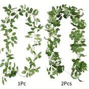 Resim 2 Adet 200cm Gerçekçi Yapay Sarmaşık Çelengi - İç Mekan/Dış Mekan Kullanımı için Yemyeşil Yapay Yeşil Yapraklar, Düğünler, Ev & Bahçe, Anneler Günü, Mezuniyet, Babalar Günü Dekoru - Bakım Gerektirmeyen Plastik Asma Süs, Doğal Görünüm, Dayanıklı Yapay Bitkiler, Esnek Sarmaşıklar, Hava Koşullarına Dayanıklı, Etkinlik Planlayıcıları için Parti ve Ev Dekorasyonu 