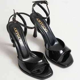 Resim Artgoo kadın siyah rugan günlük rahat klasik topuklu ayakkabı 