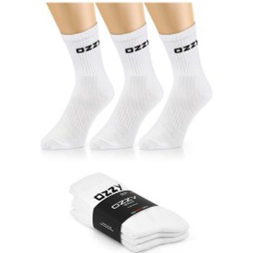 Resim Ozzy Socks 3 Çift Uzun Konçlu Tenis Spor Çorabı Beyaz Paket Beyaz 