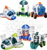 Resim SAZE Uzay İstasyon Oyuncağı 3 lü Set Oyuncak Roket & Uzay Mekiği & Uzay Aracı & Ay Taşıtı & Astronot 