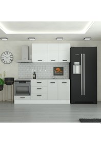 Resim 210 Cm Mutfak Dolabı Mdf Kapak Tezgah Dahil Yrkn210 100 Gümüş 