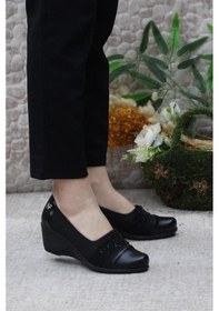 Resim Fort Nfx 42015 Siyah Hafif Rahat Dolgu Taban Şık Kadın Günlük Ayakkabı Siyah 