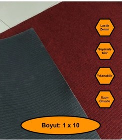 Resim Bordo Çelik Halı, Yolluk, Lastik Tabanlı, 1x10 Metre, Kaydırmaz 