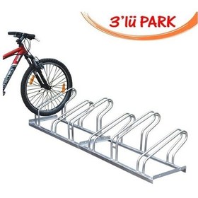 Resim Bisiklet Park Yeri Bisiklet Park Demiri 3'lü Gri Renk 40x100 Cm 