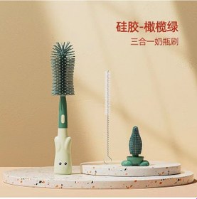 Resim Xindoker Bebek Biberon Fırçası Seti - Toksik Olmayan, Dayanıklı Ve Pratik Yeşil Temizleme Fırçası 