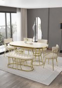 Resim BY ORHAN GÜZEL Mutfak Masası Takımı, Salon Masası Takımı ,6 Kişilik Venüs Gold Salon Masası Takımı 