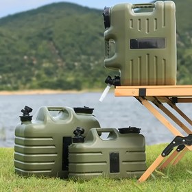 Resim 5-25L Sızdırmaz Su Depolama Kabı, Musluklu, Taşınabilir Acil Su Tankı, Kamp, Açık Hava ve Ev Kullanımı İçin - Yedek Kapak, Uzatma Tüpü ve Temizleme Fırçası Dahil, İçme Suyu Güvenli, Kamp Gereksinimleri, Kabartmalı Dokusu, Dayanıklı İnşaat 