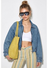 Resim Shade Kadın Fermuarlı Kemer Detaylı Oversize Denim Ceket 3667 60286206 - Buz Mavisi 