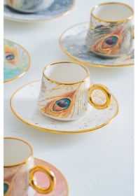 Resim Acar Astera 6 Kişilik Porselen Kahve Fincan Takımı - 90 Ml Renkli 