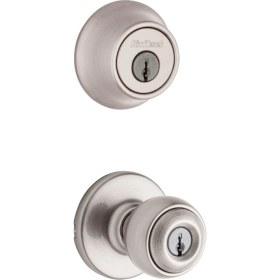 Resim Asseds Store 690 Polo Entry Knob And Cylinder Deadbolt Combo Pack In Satin Nickel 
