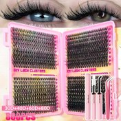 Resim Flase Kirpik Kiti (Tepki + Cımbız + Fırça) 30405060D Su Geçirmez DIY Kirpik Uzatma Kiti D Curl Tufted Kirpik Uzatma Kiti Tek Kirpik Kiti 