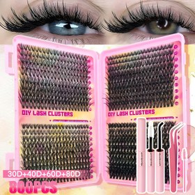 Resim Flase Kirpik Kiti (Tepki + Cımbız + Fırça) 30405060D Su Geçirmez DIY Kirpik Uzatma Kiti D Curl Tufted Kirpik Uzatma Kiti Tek Kirpik Kiti 