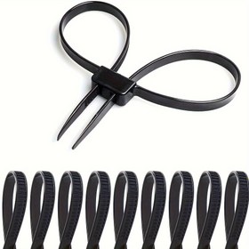 Resim 1/3/10 adet Dayanıklı Siyah Naylon Fermuarlı Kelepçe - UV ve Isıya Dayanıklı, Hava Koşullarına Dirençli, Kaymaz Tasarımıyla Çeşitli Uygulamalarda Güvenli Eşya Bağlama 