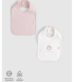 Resim 2'li Sıvı Geçirmez Pembe - Ekru Mama Önlüğü Pembe 